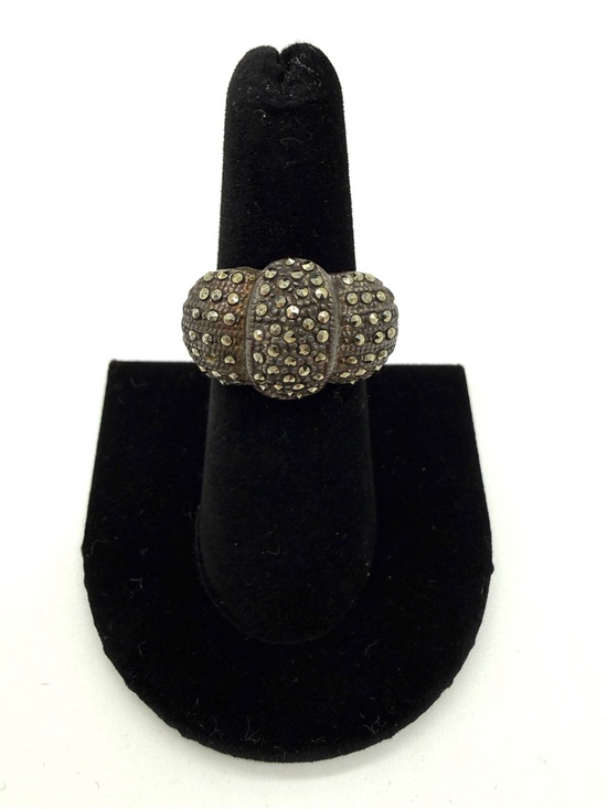 Jewelry - Vintage Sterling Silver Gunmetal Bow tie Pavé Dome Cocktail Ring